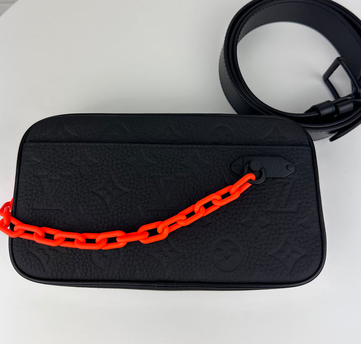 Louis Vuitton Taurillon Monogram Uniformes Solar Ray Soft Pochette Volga Belt Bag Black