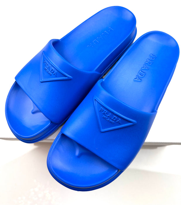 Prada Rubber Slides Blue