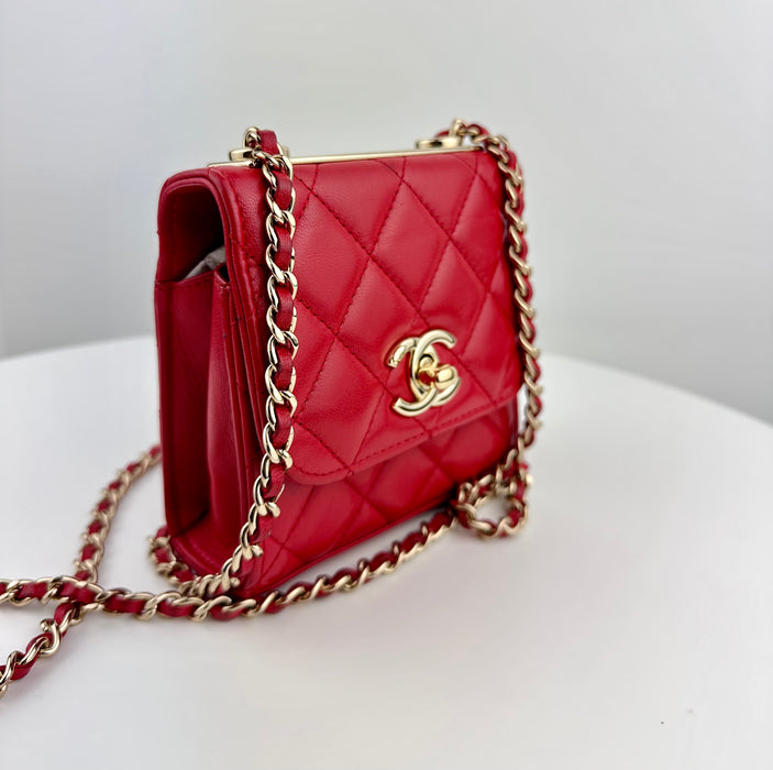 Chanel Lambskin Quilted Mini Trendy CC Clutch With Chain