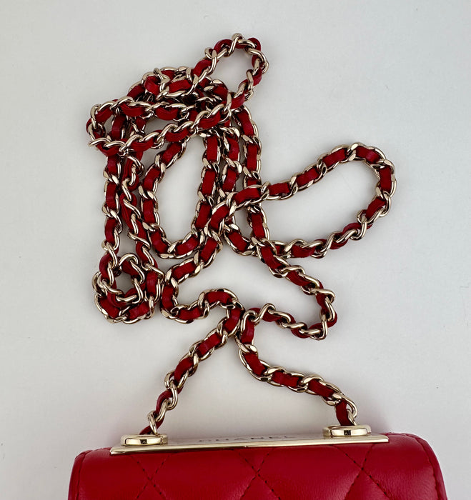 Chanel Lambskin Quilted Mini Trendy CC Clutch With Chain