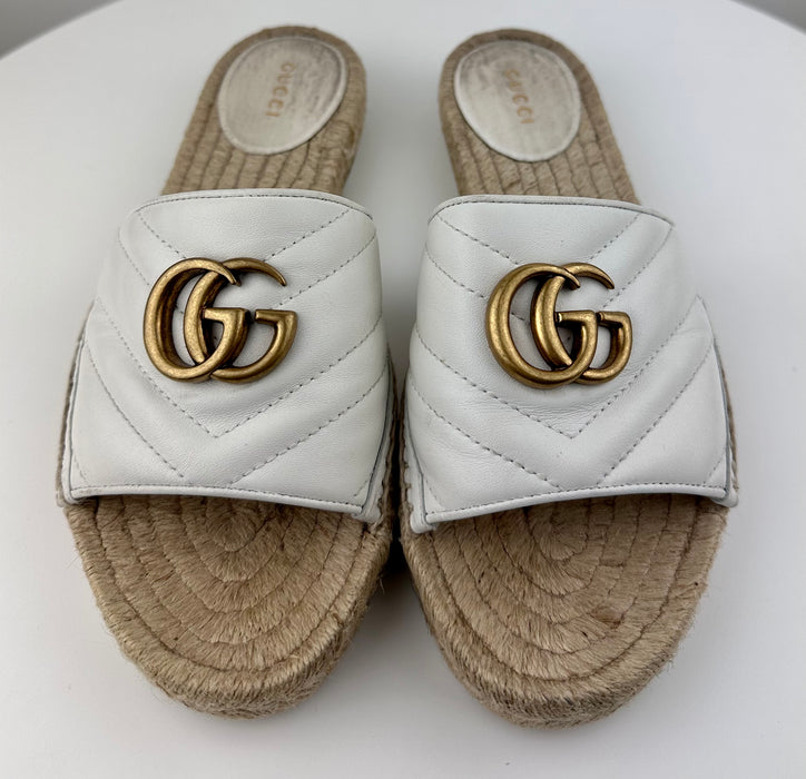 Gucci Marmont White Espadrille Sandals look