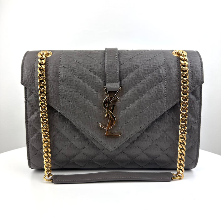 Saint Laurent Medium Envelope Shoulder Bag Grey