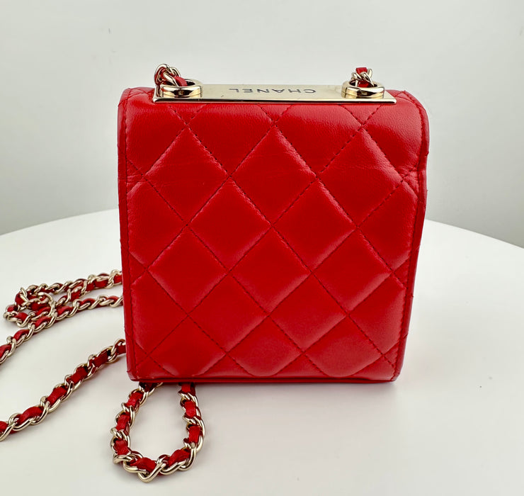 Chanel Lambskin Quilted Mini Trendy CC Clutch With Chain