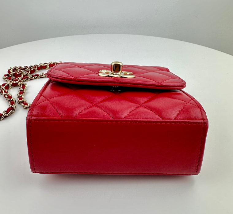 Chanel Lambskin Quilted Mini Trendy CC Clutch With Chain