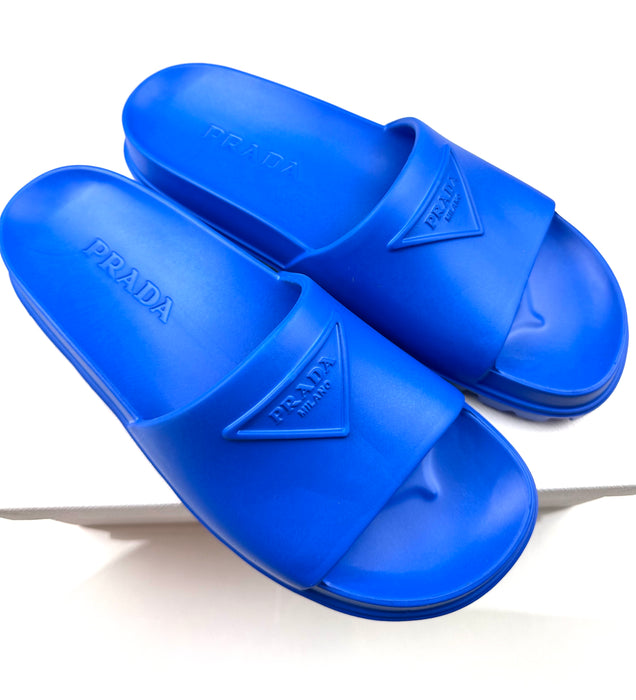 Prada Rubber Slides Blue