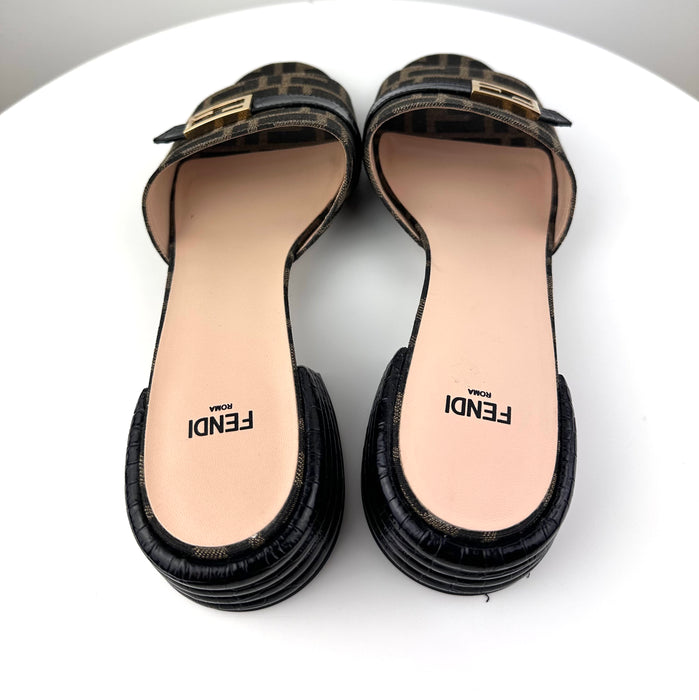 Fendi Monogram Block Heel Sandals
