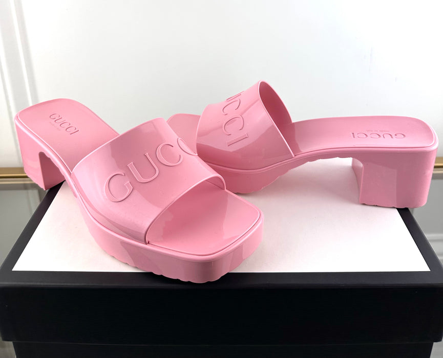 Gucci Rubber Slide Sandal Pink