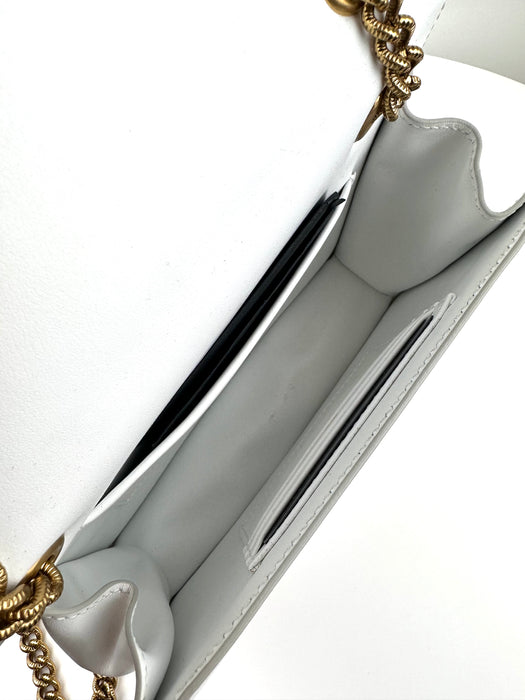 Dolce and Gabbana Small Smooth Calfskin Devotion Bag in White