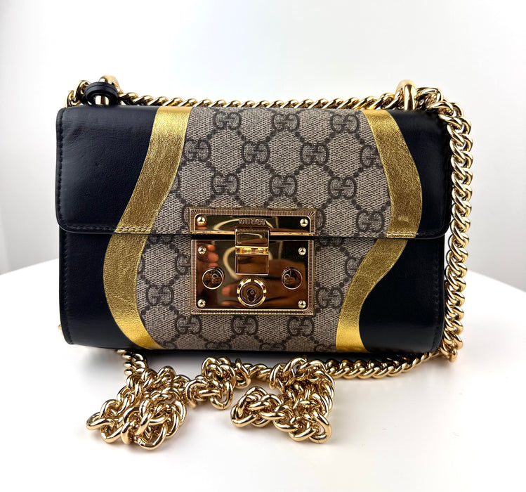 Gucci Padlock GG Supreme Small Leather and Canvas Shoulder Bag