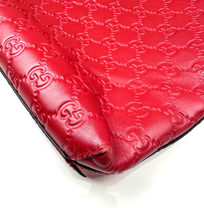 Gucci Zip Top Messenger Bag Guccissima Leather Large