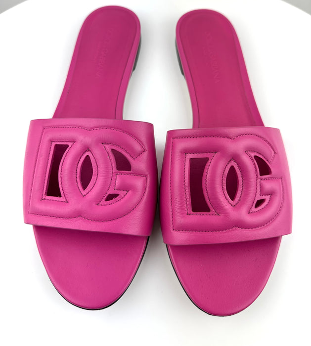 Dolce & Gabbana Leather Calfskin slides with DG Millennials logo