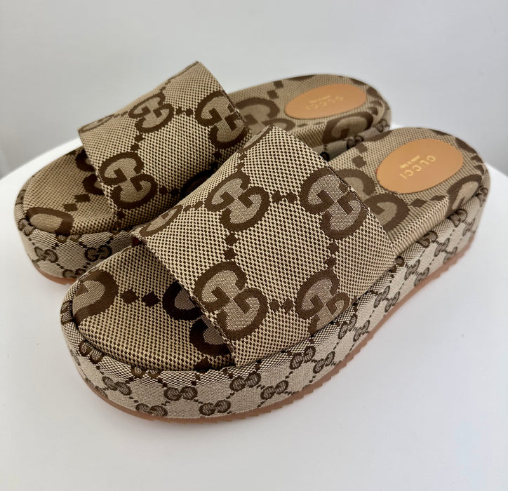 Gucci Platform Slide Sandals in Canvas