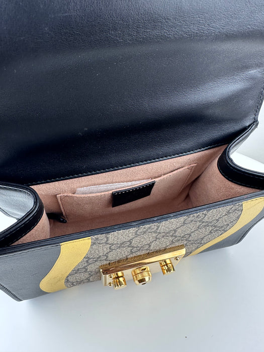 Gucci Padlock GG Supreme Small Leather and Canvas Shoulder Bag