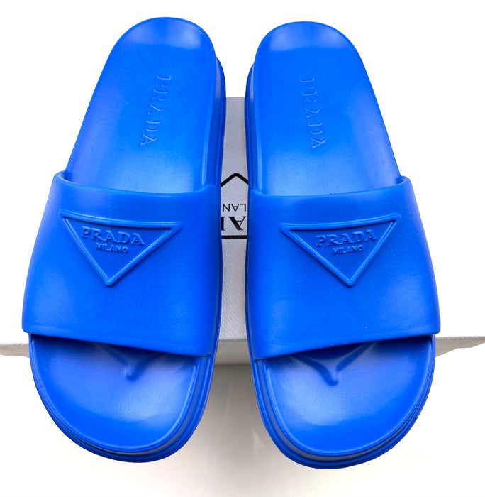 Prada Rubber Slides Blue