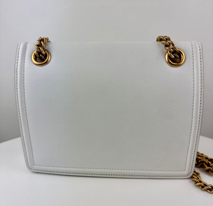 Dolce and Gabbana Small Smooth Calfskin Devotion Bag in White