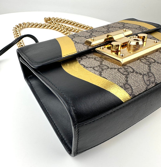 Gucci Padlock GG Supreme Small Leather and Canvas Shoulder Bag