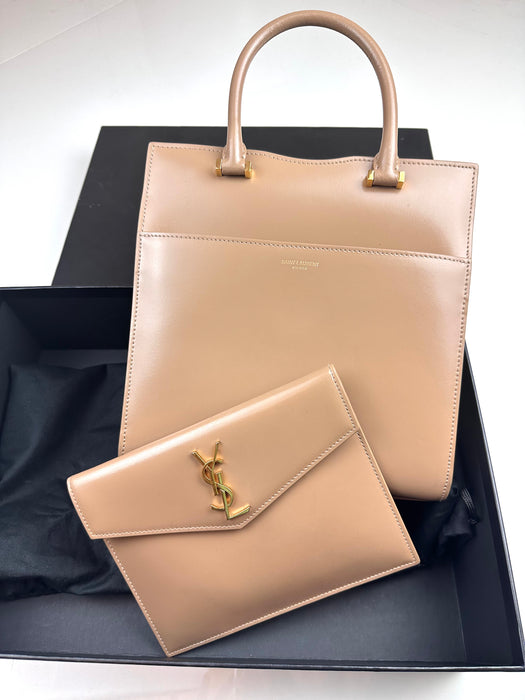 Saint Laurent Small Monogram Uptown tote Tan