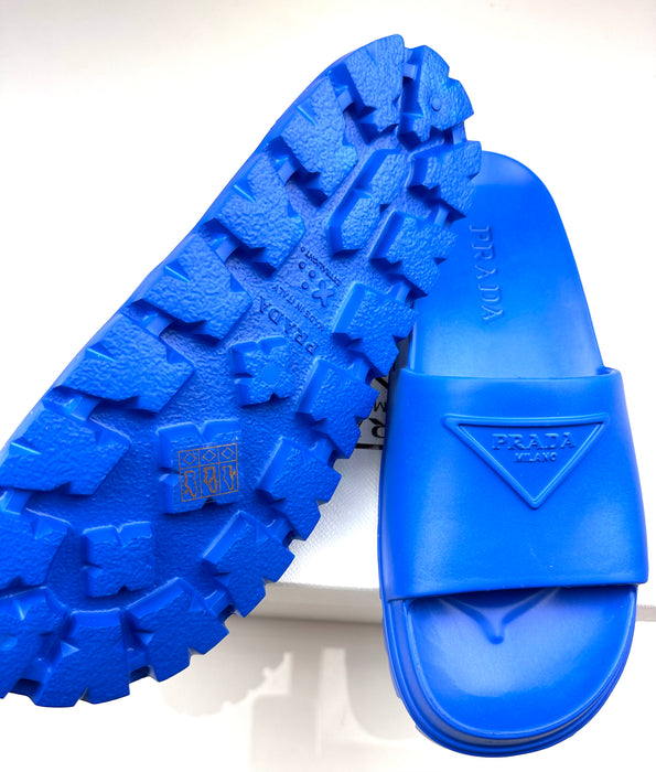 Prada Rubber Slides Blue