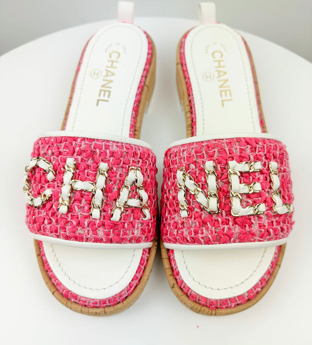 Chanel Tweed CHA NEL Mules
