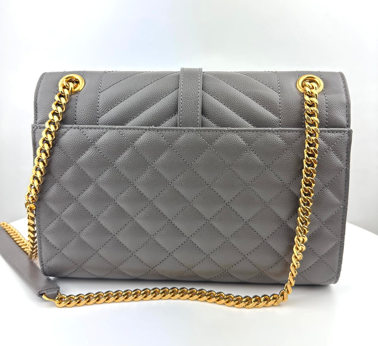 Saint Laurent Medium Envelope Shoulder Bag Grey