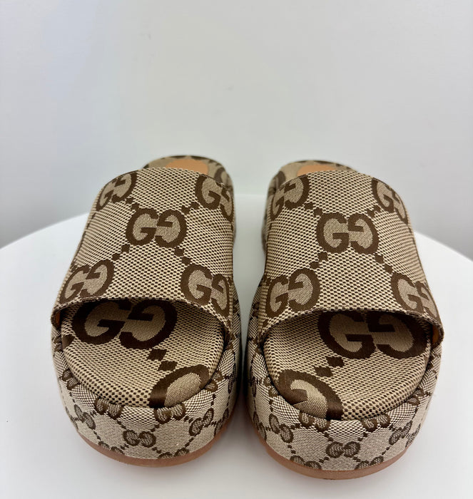 Gucci Platform Slide Sandals in Canvas