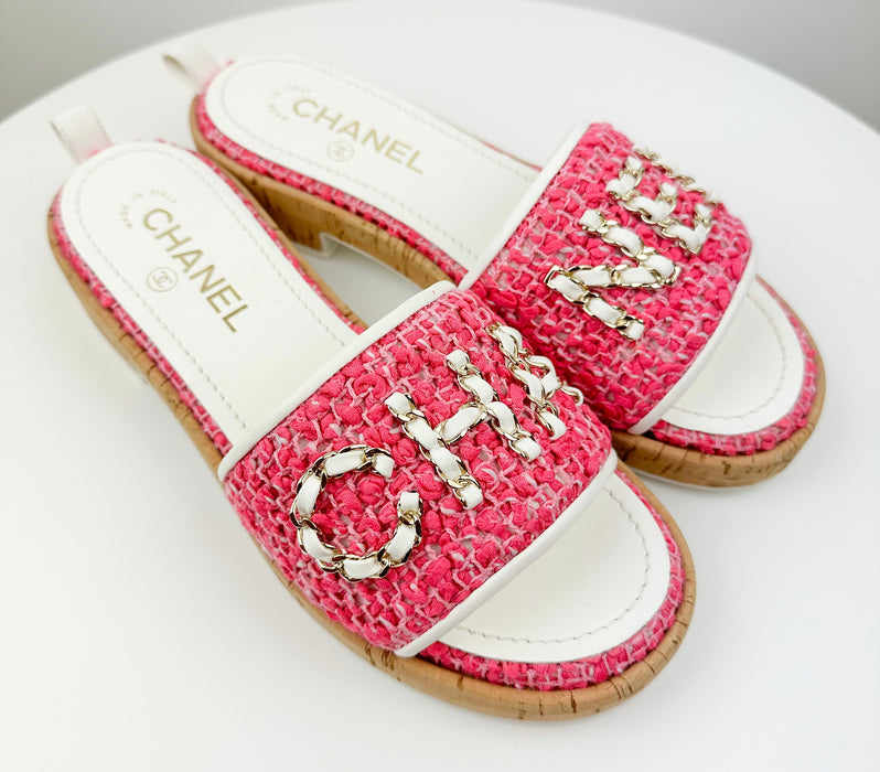 Chanel Tweed CHA NEL Mules