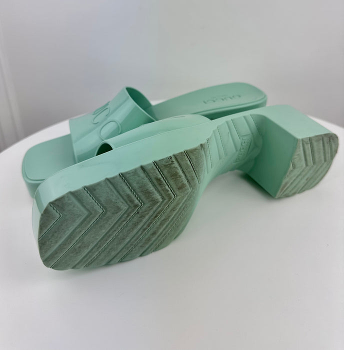 Gucci Rubber Slide Sandal in Mint Green