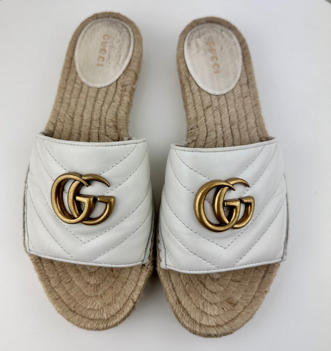 Gucci Marmont White Espadrille Sandals look