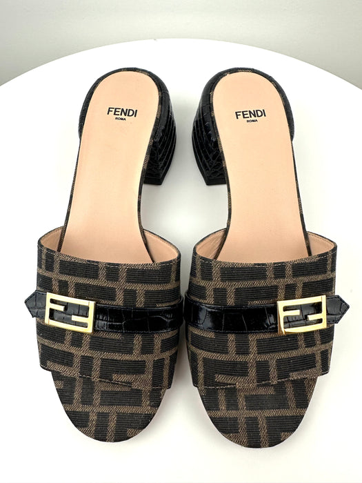 Fendi Monogram Block Heel Sandals