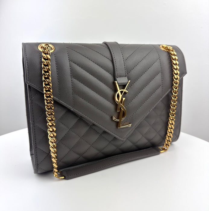 Saint Laurent Medium Envelope Shoulder Bag Grey