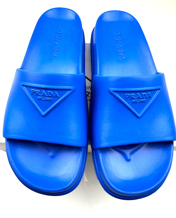 Prada Rubber Slides Blue