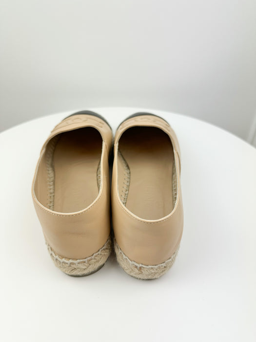 Chanel Lambskin CC Espadrilles nude