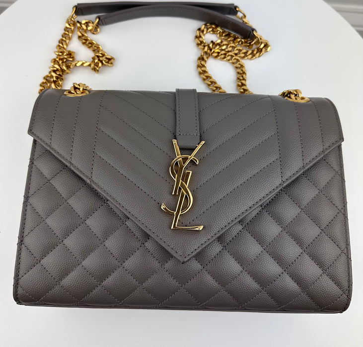 Saint Laurent Medium Envelope Shoulder Bag Grey