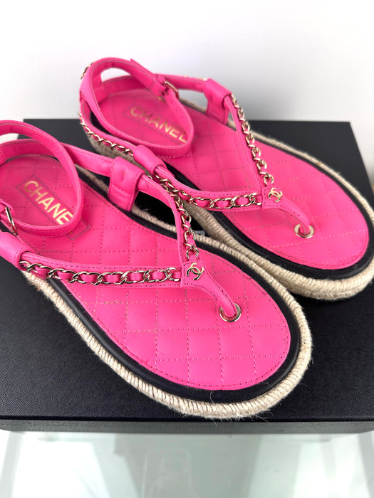 Chanel Pink Thong Sandals