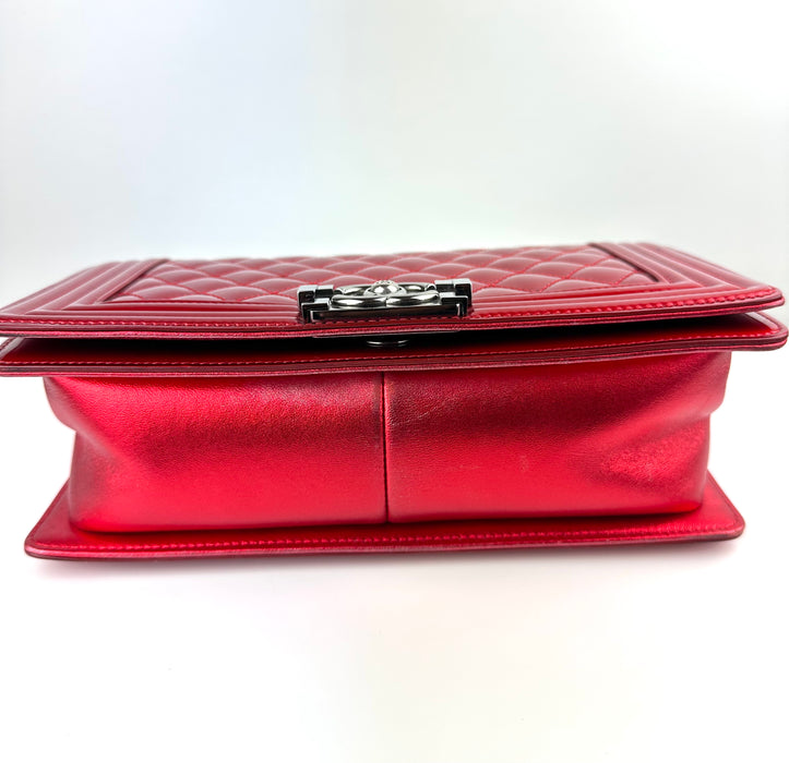 Chanel Patent Medium Boy Bag in Red