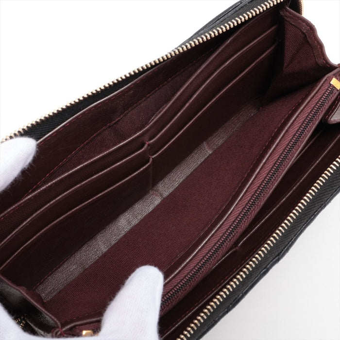 Chanel Lambskin Zip Long Wallet in Black