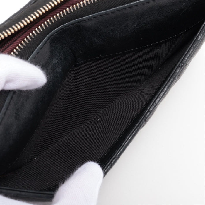 Chanel Lambskin Zip Long Wallet in Black