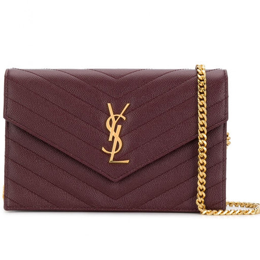 SAINT LAURENT MONOGRAM LEATHER CHAIN WALLET