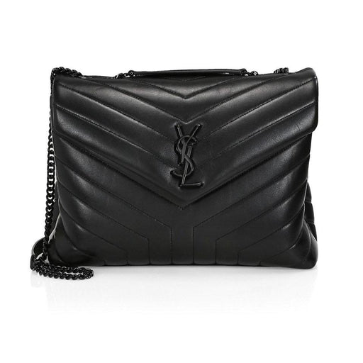 Saint Laurent Medium Loulou Matelassé Leather Shoulder Bag in all Black