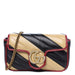 Gucci Calfskin Striped Matelasse Super Mini GG Marmont Black Beige