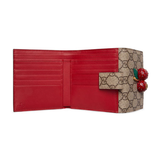 Gucci GG Supreme French flap wallet with cherries