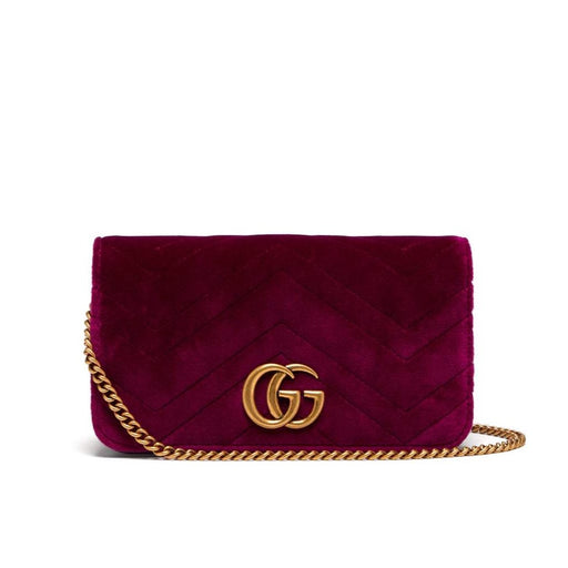 GUCCI GG MARMONT VELVET MINI CROSSBODY PURPLE