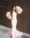 JOVANI FEATHERED SLEEVE SCUBA GOWN SIZE 6 - LuxurySnob