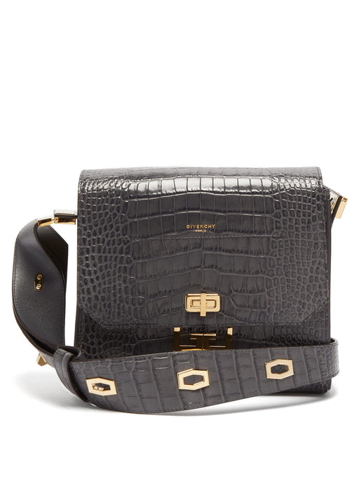 GIVENCHY EDEN MEDIUM CROC-EFFECT LEATHER SHOULDER BAG - LuxurySnob