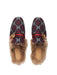 GUCCI NAVY & RED GG DIAMOND PRINCETOWN LOAFERS