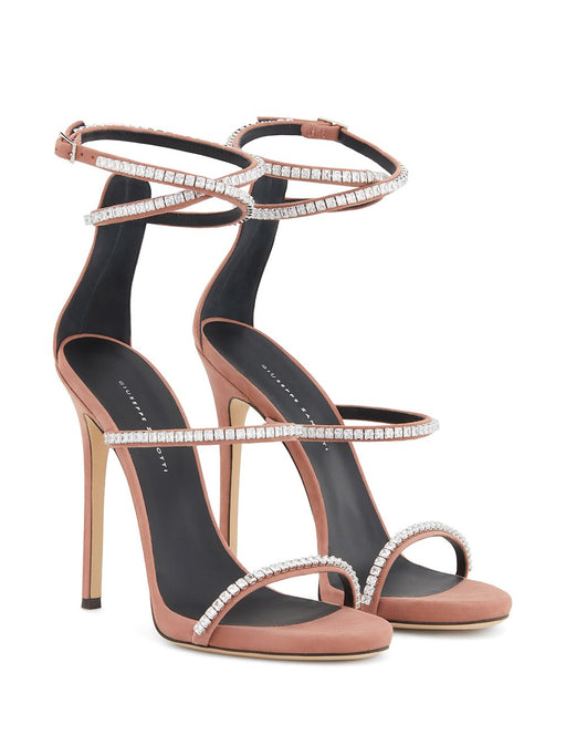 GIUSEPPE ZANOTTI KANDA ANKLE-STRAP CRYSTAL-EMBELLISHED SUEDE SANDALS