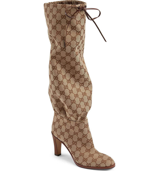 GUCCI MONOGRAM LISA TIE BOOTS - LuxurySnob