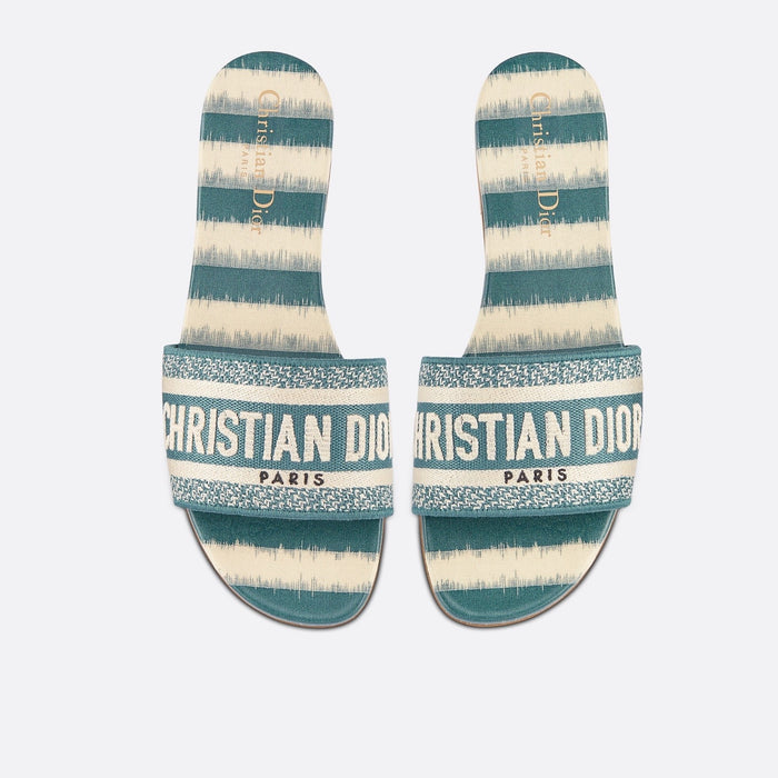Christian Dior Dway Deep Ocean Blue D-Stripes Slides