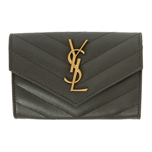 SAINT LAURENT GREY SMALL MONOGRAM WALLET