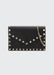 VALENTINO GARAVANI ROCKSTUD SMALL LEATHER FLAP WALLET ON A CHAIN